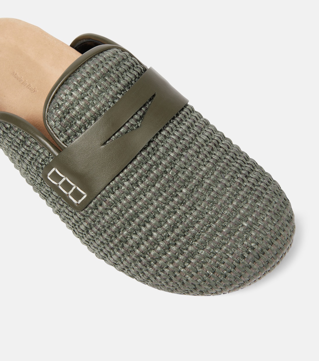 Mules Tess de rafia con ribete de piel | JW Anderson