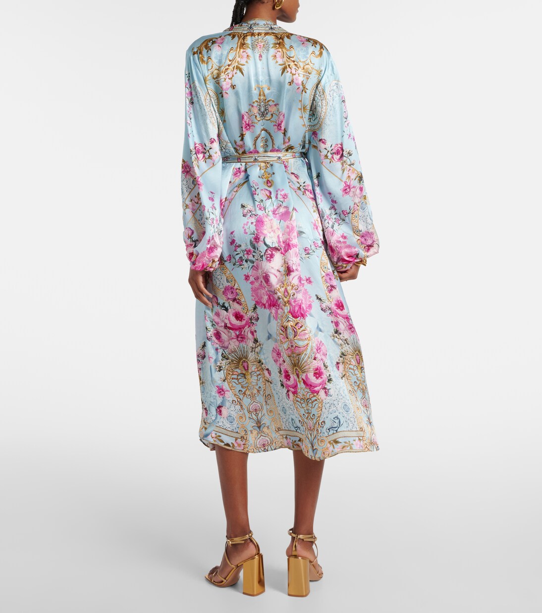 Kimono en satin de soie à fleurs | Camilla