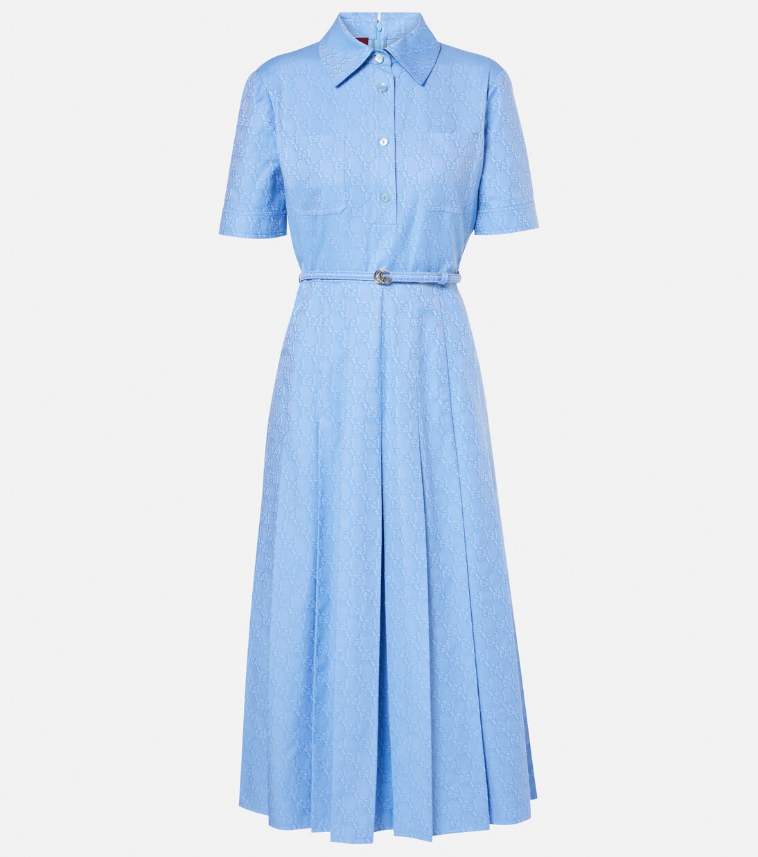 Blue cotton shirt dress sales