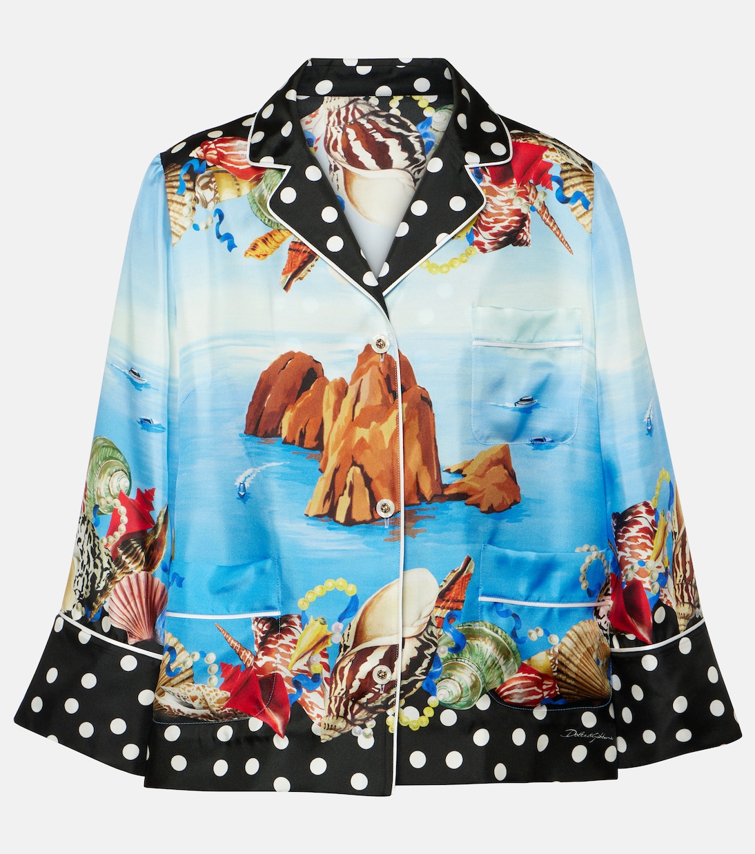 Camicia Capri in raso di seta con stampa | Dolce&Gabbana