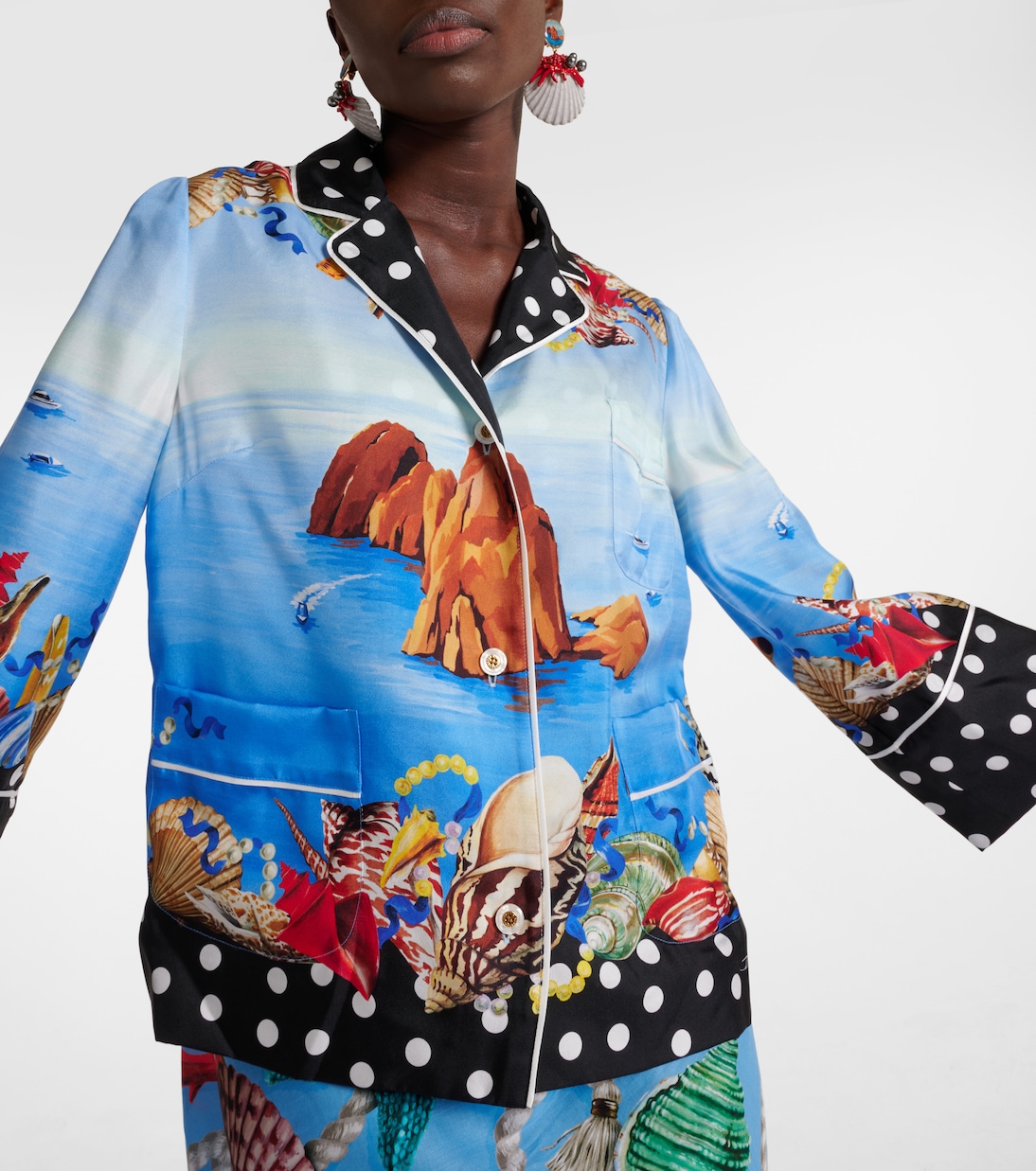 Camicia Capri in raso di seta con stampa | Dolce&Gabbana