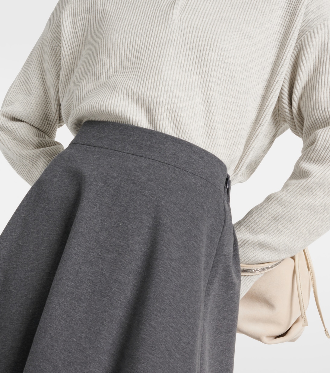 Falda midi mezcla de algodón | Brunello Cucinelli