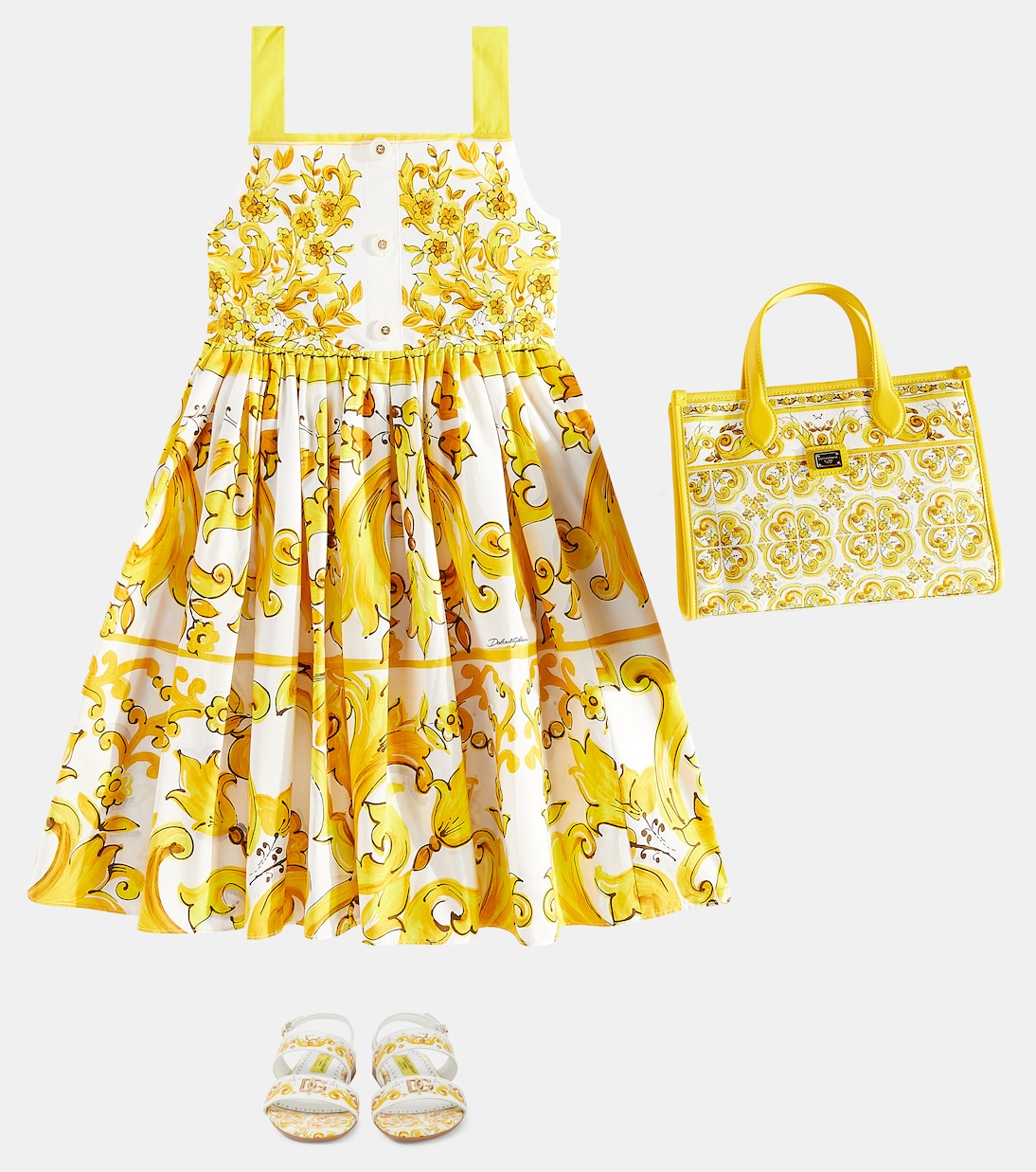 Abito Majolica in popeline di cotone | Dolce&Gabbana Kids