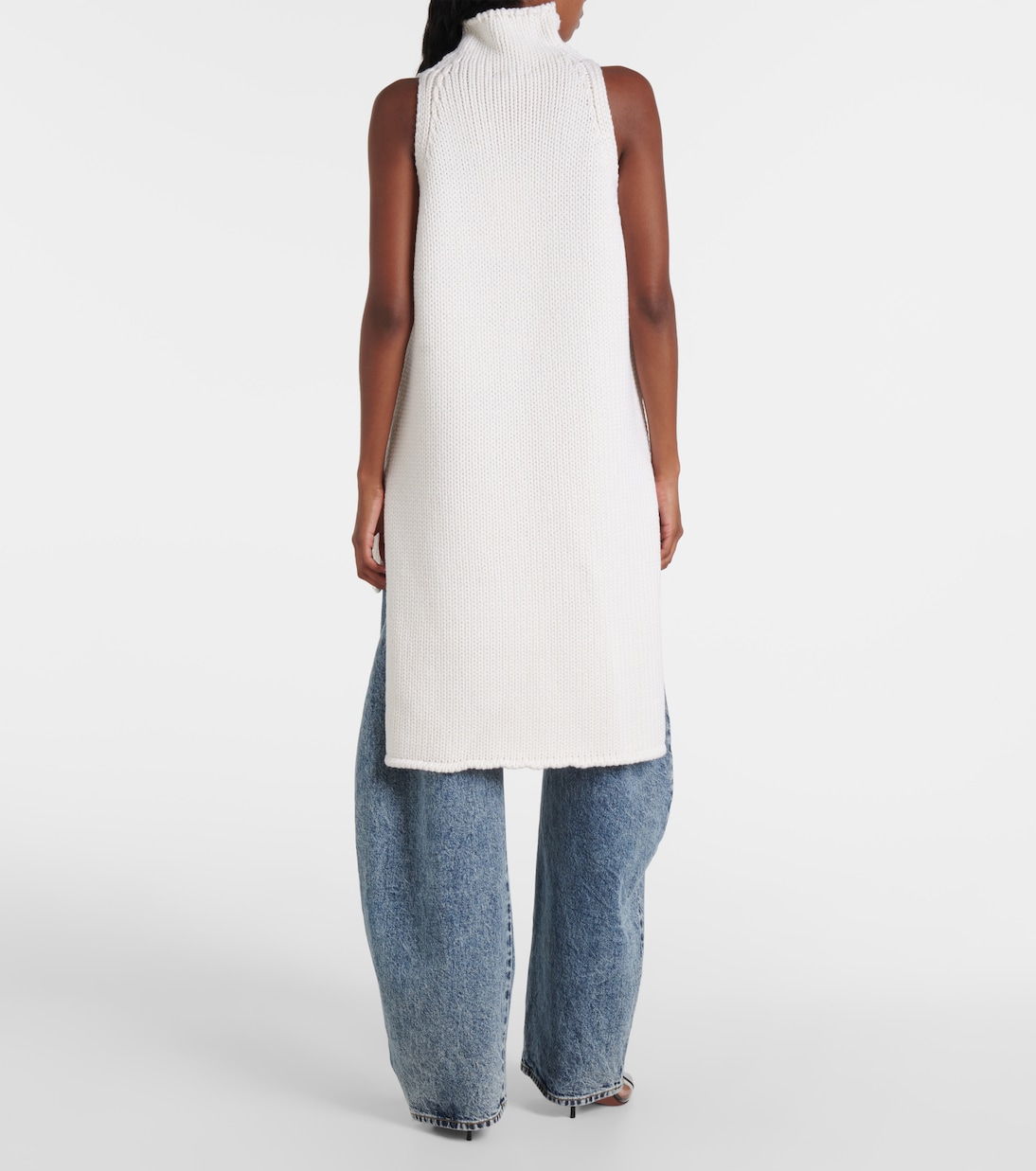 Top de cuello alto de lana con capa | Alaïa