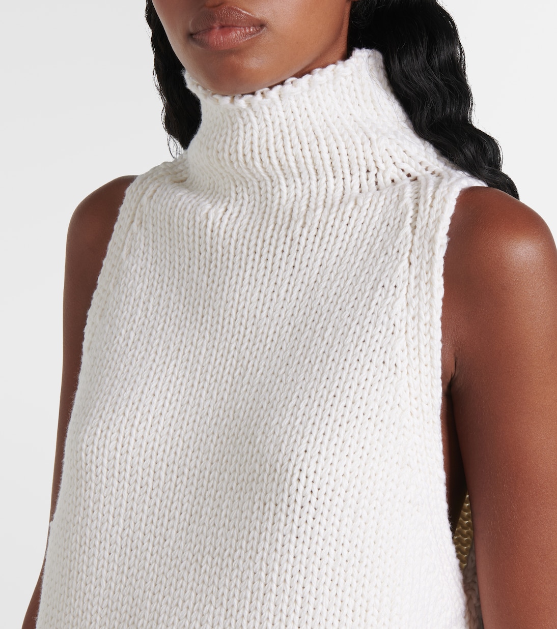 Top de cuello alto de lana con capa | Alaïa