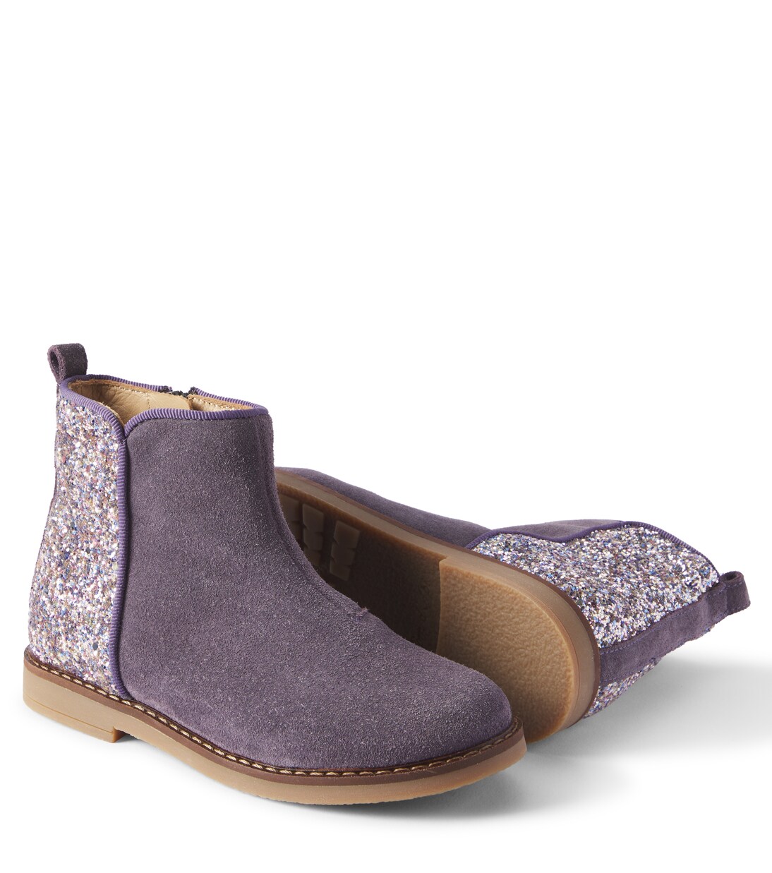 Ankle Boots Trip Back aus Veloursleder mit Glitter | Pom d'Api