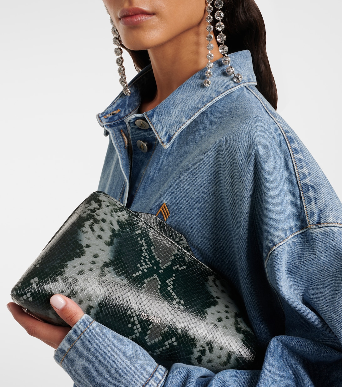 8:30 PM snake-print leather clutch | The Attico