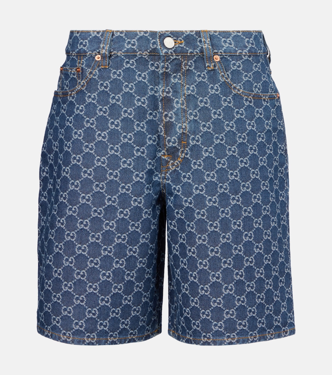 Bermudas de denim con piel | Gucci
