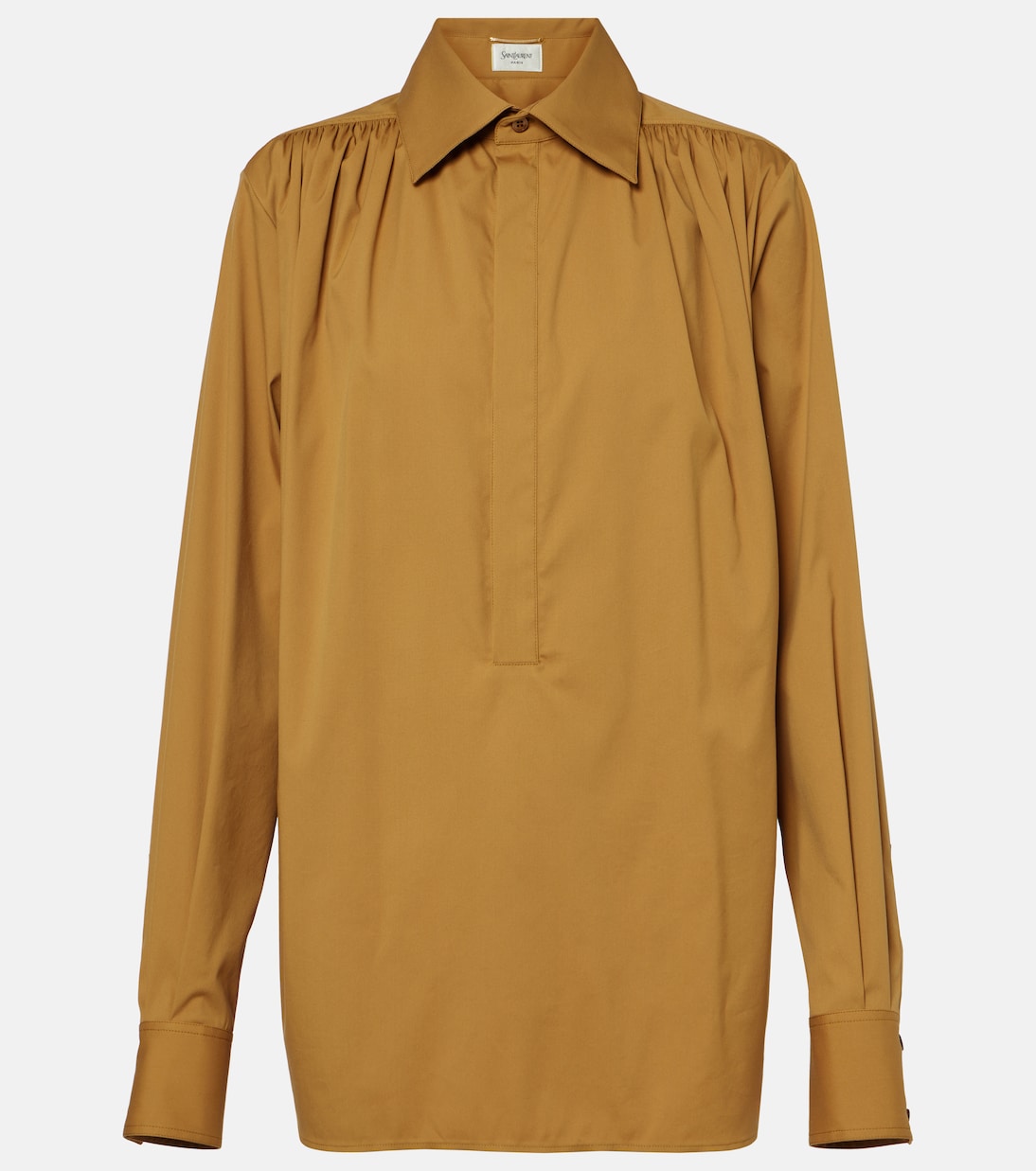 Blusa de mezcla de algodón fruncida | Saint Laurent