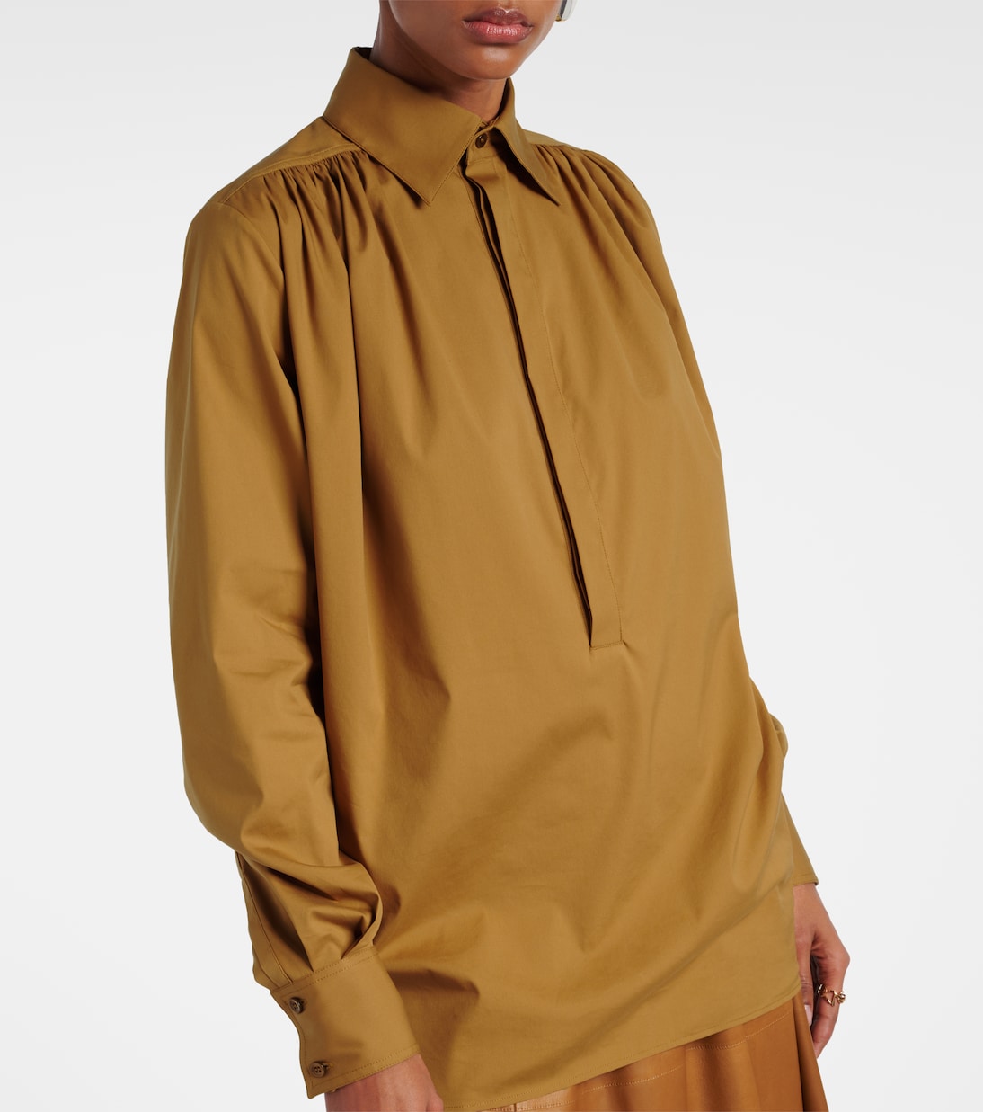 Blusa de mezcla de algodón fruncida | Saint Laurent