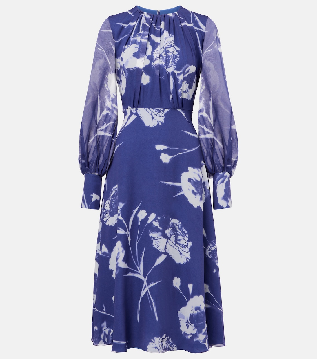 Abito midi in voile di seta con stampa | Erdem