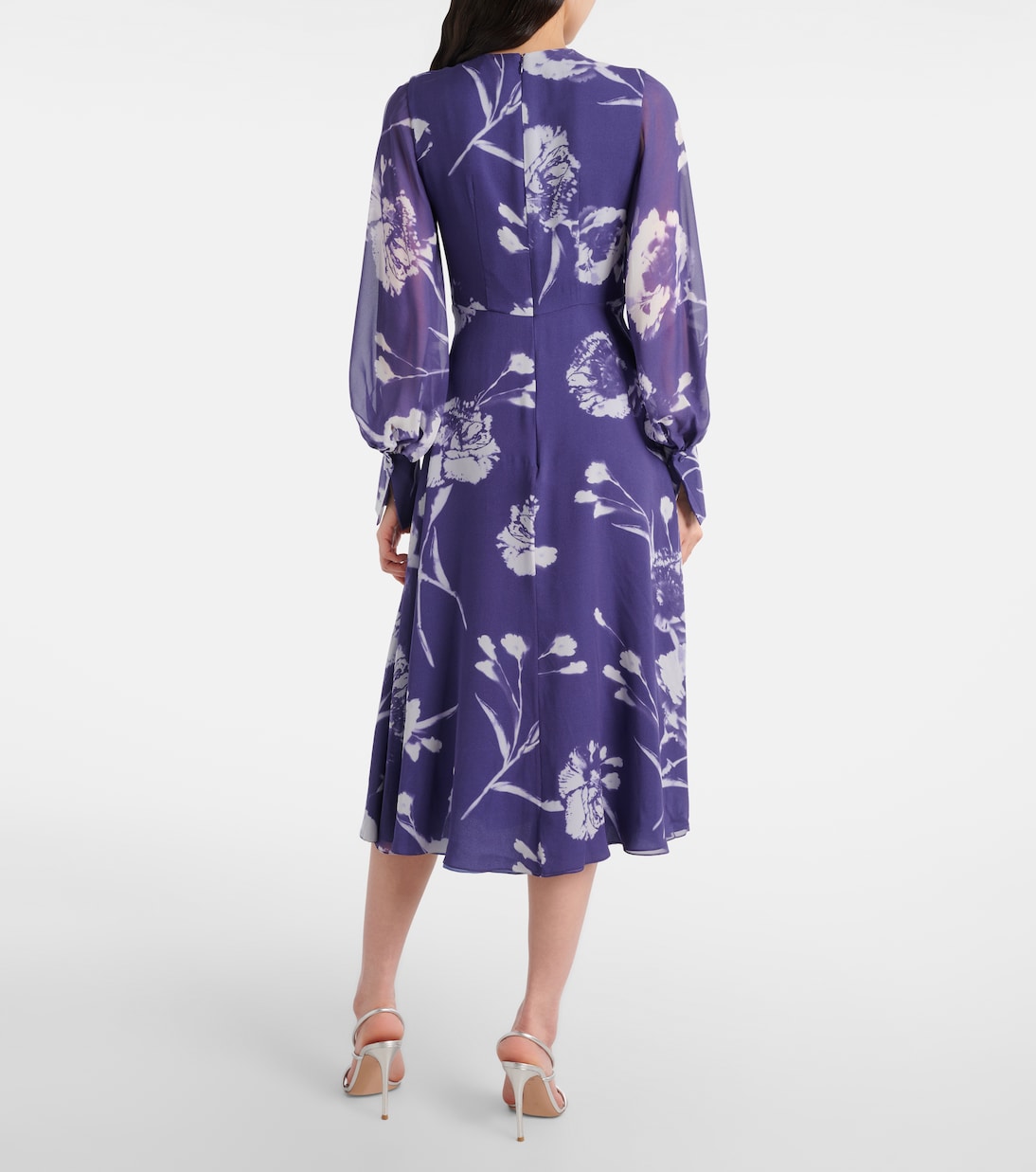 Abito midi in voile di seta con stampa | Erdem