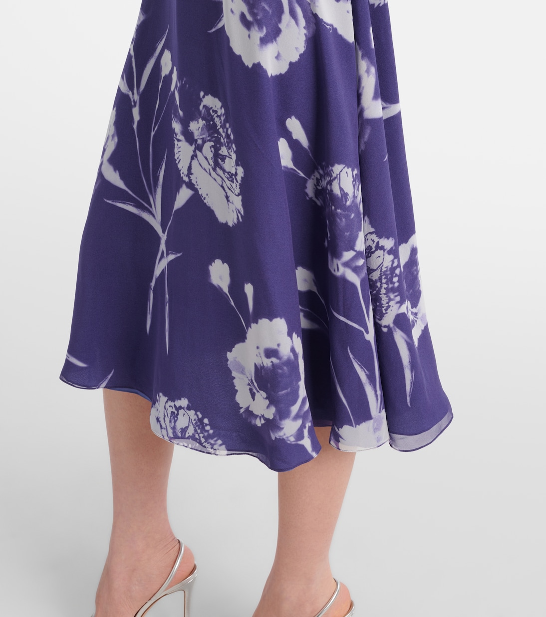 Abito midi in voile di seta con stampa | Erdem