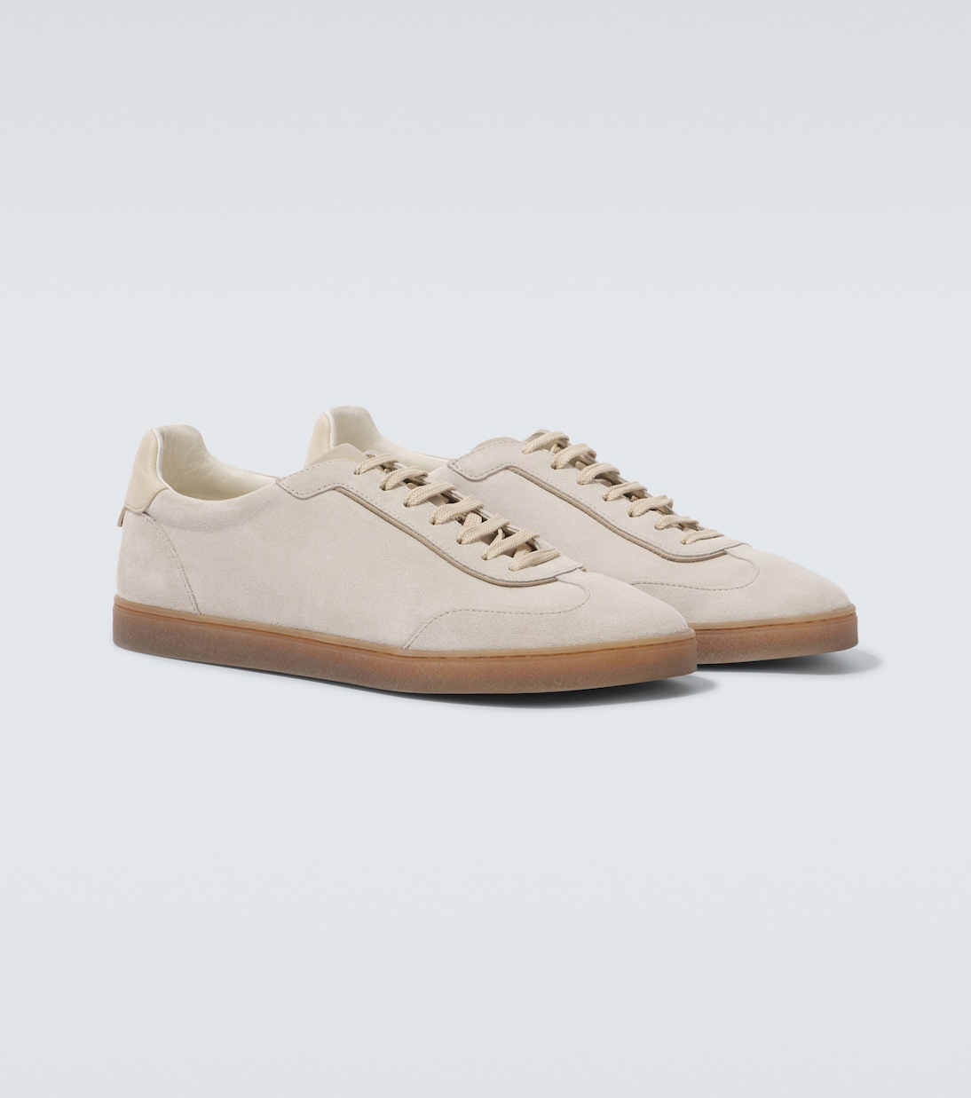 Leather-trimmed suede sneakers | Brunello Cucinelli