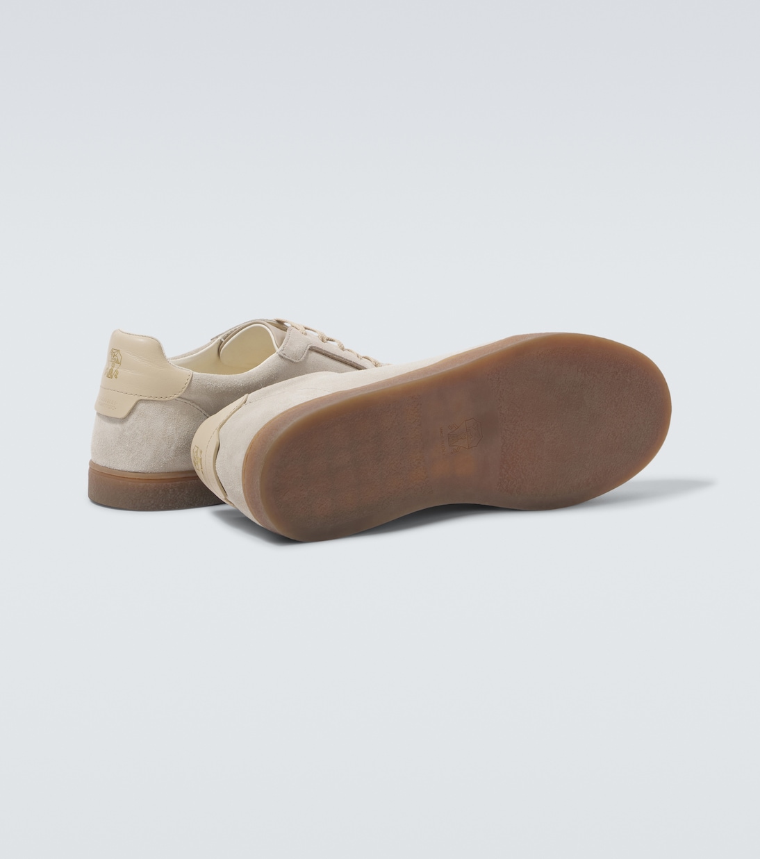 Leather-trimmed suede sneakers | Brunello Cucinelli