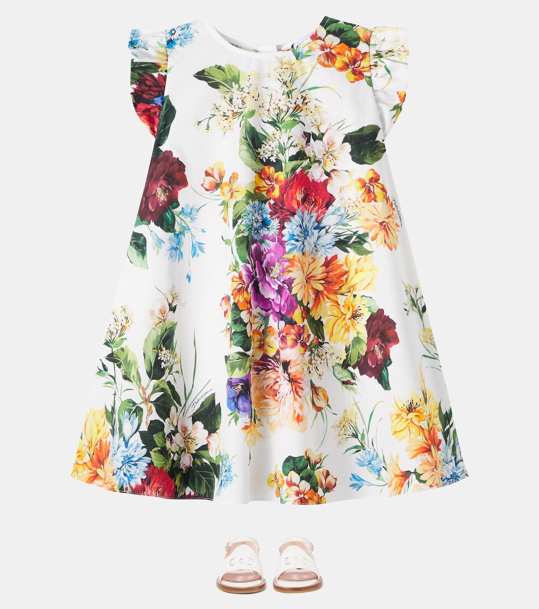 Floral cotton poplin dress | Dolce&Gabbana Kids