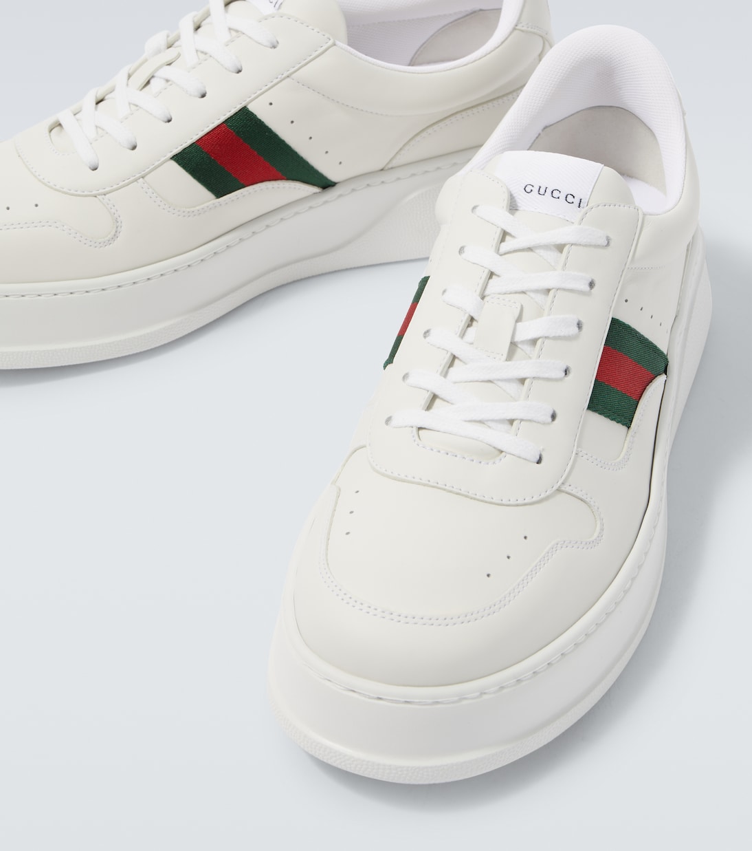 Web Stripe leather sneakers  | Gucci