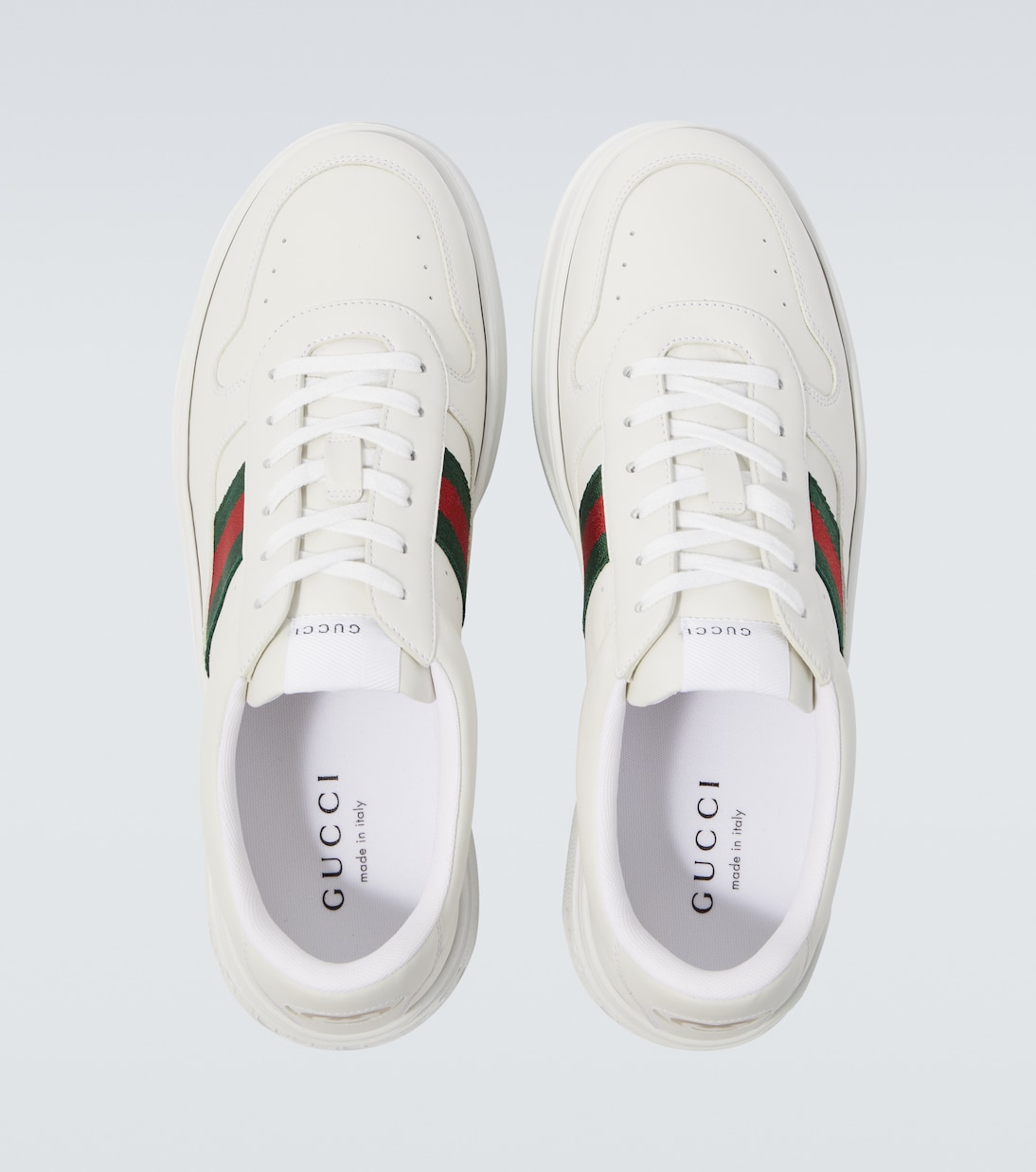 Web Stripe leather sneakers  | Gucci