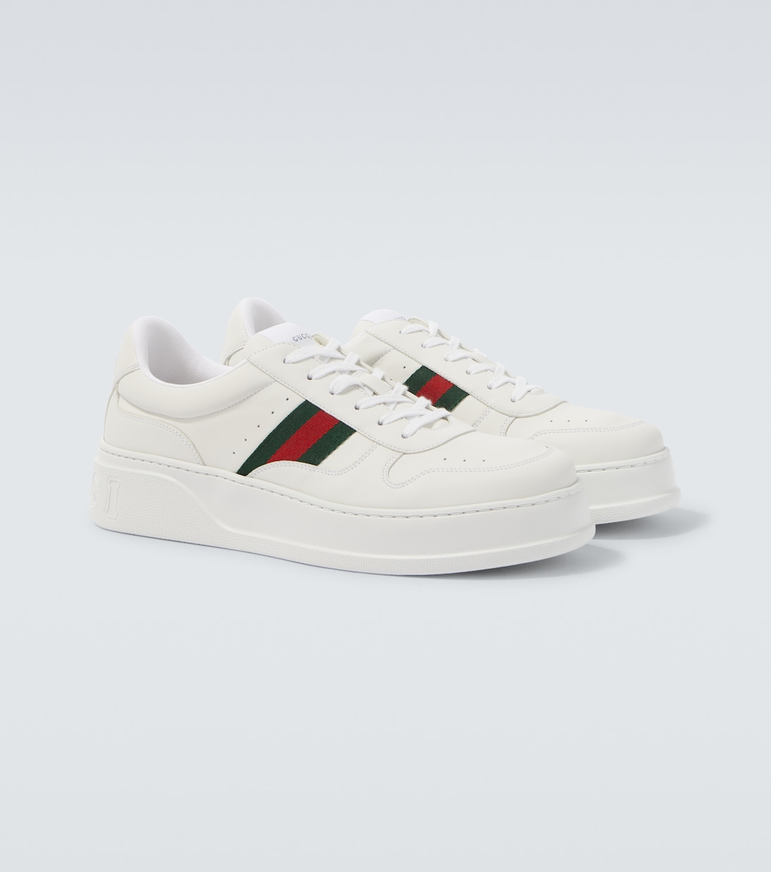 Web Stripe leather sneakers  | Gucci