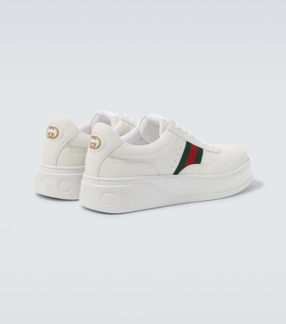 Web Stripe leather sneakers  | Gucci