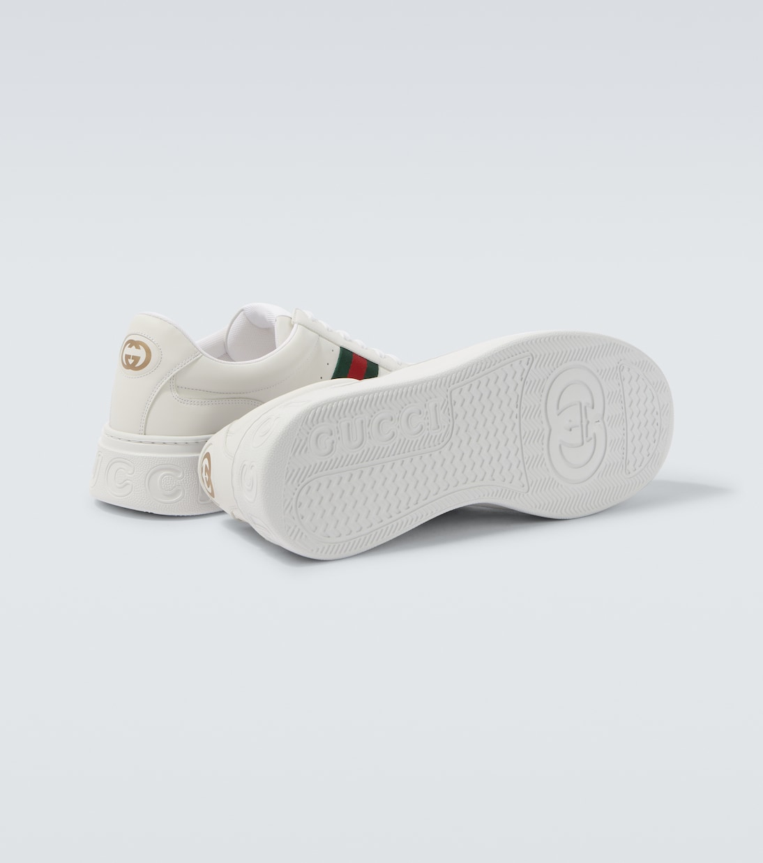Web Stripe leather sneakers  | Gucci