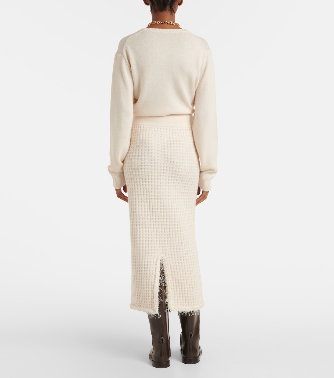 Distressed wool and cashmere pencil skirt | Jardin des Orangers