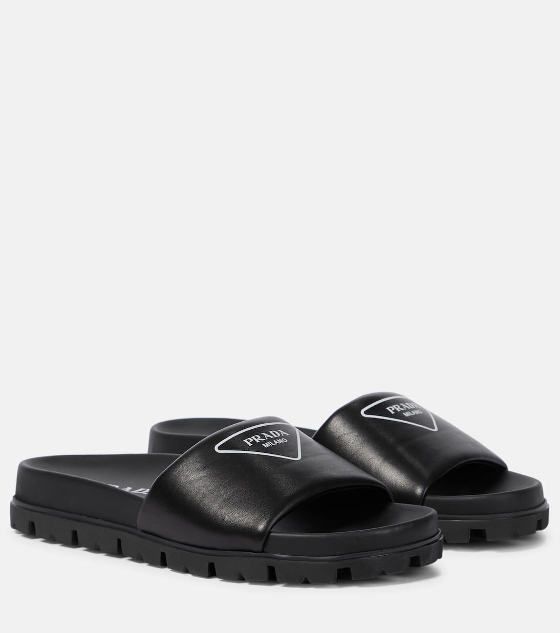 Logo leather slides | Prada