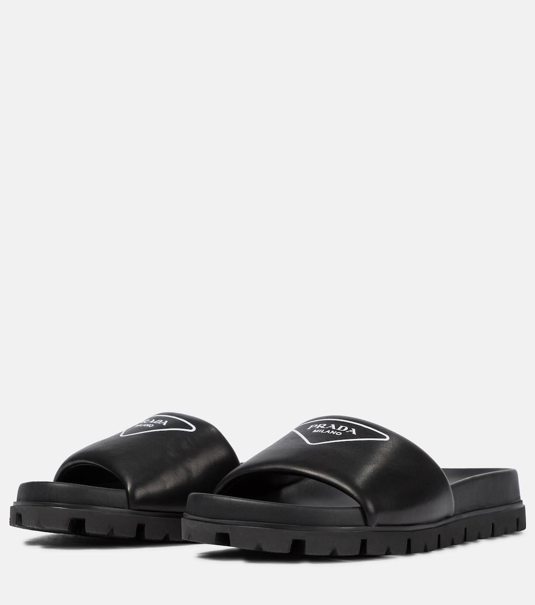 Logo leather slides | Prada