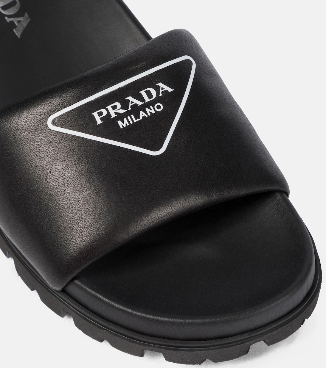 Logo leather slides | Prada