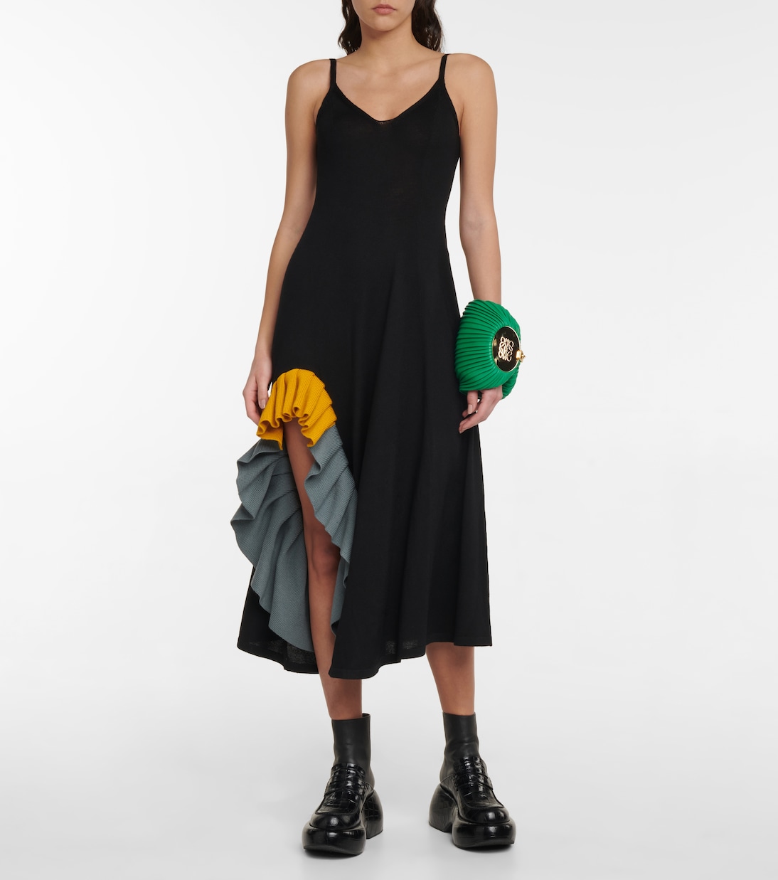 Ruffle-trimmed wool slip dress | Loewe