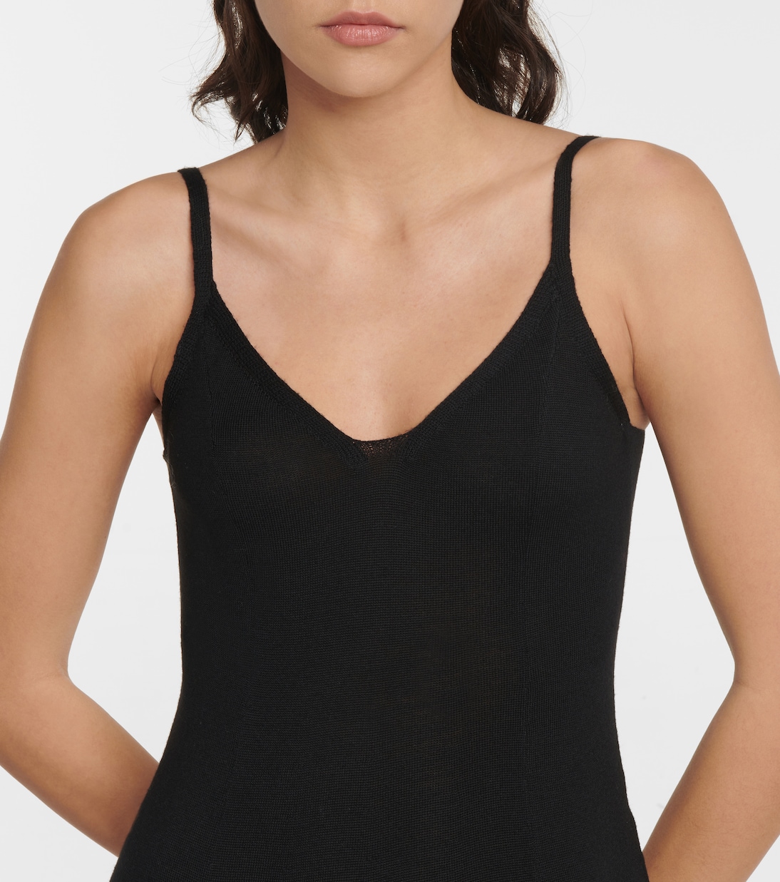 Ruffle-trimmed wool slip dress | Loewe