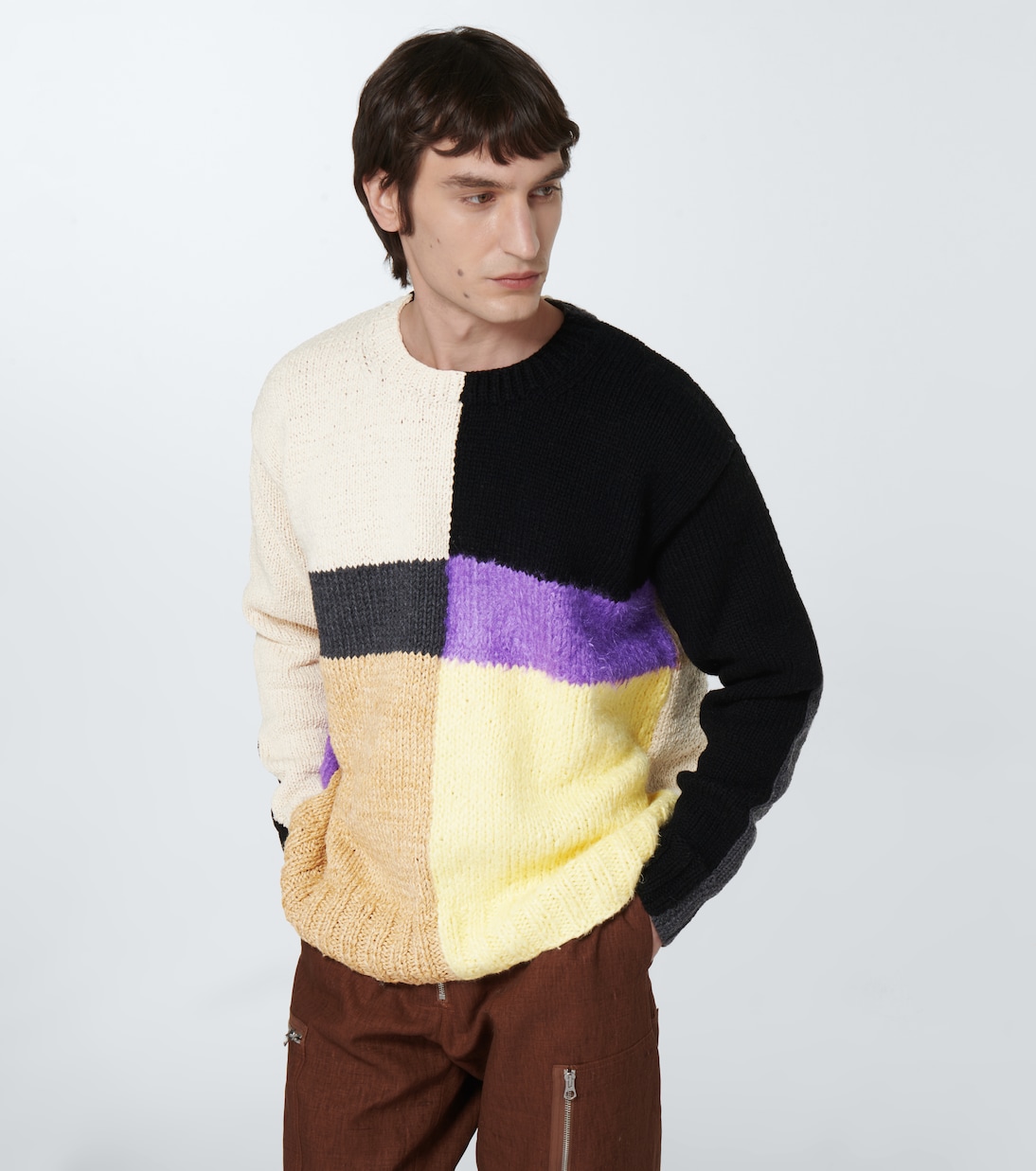Colorblocked crewneck sweater | Jil Sander