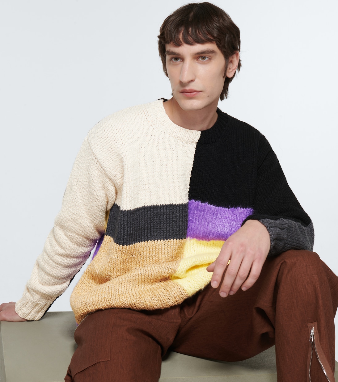 Colorblocked crewneck sweater | Jil Sander