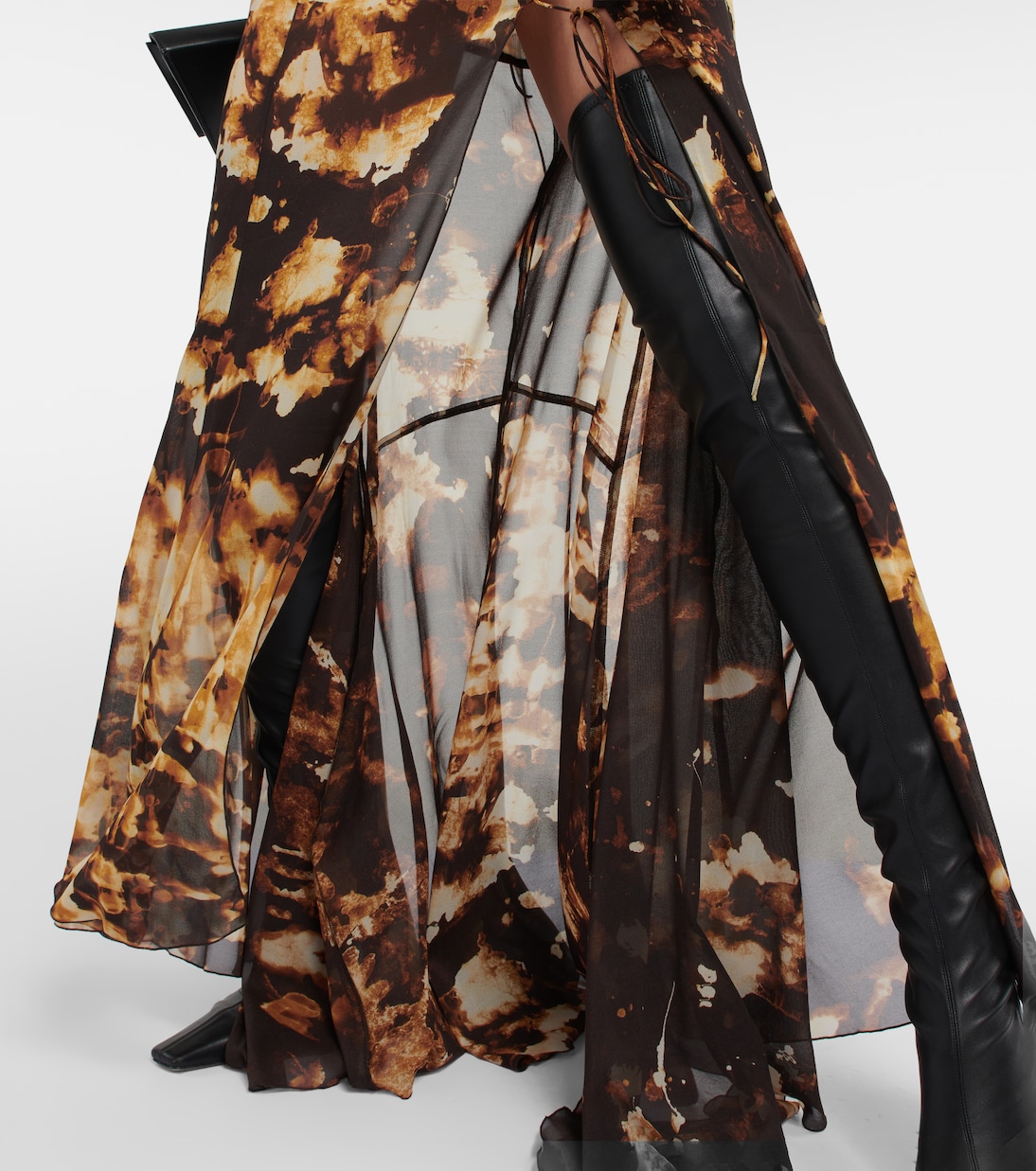 Printed silk-blend chiffon gown | KNWLS
