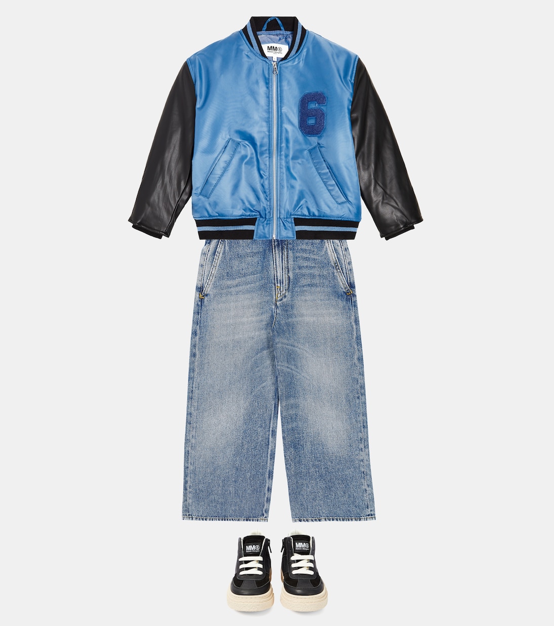 Giacca varsity in twill e similpelle | MM6 Maison Margiela Kids