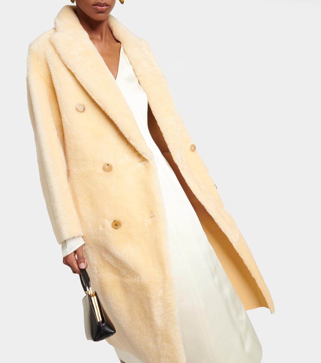 Cappotto doppiopetto reversibile in shearling | Blancha