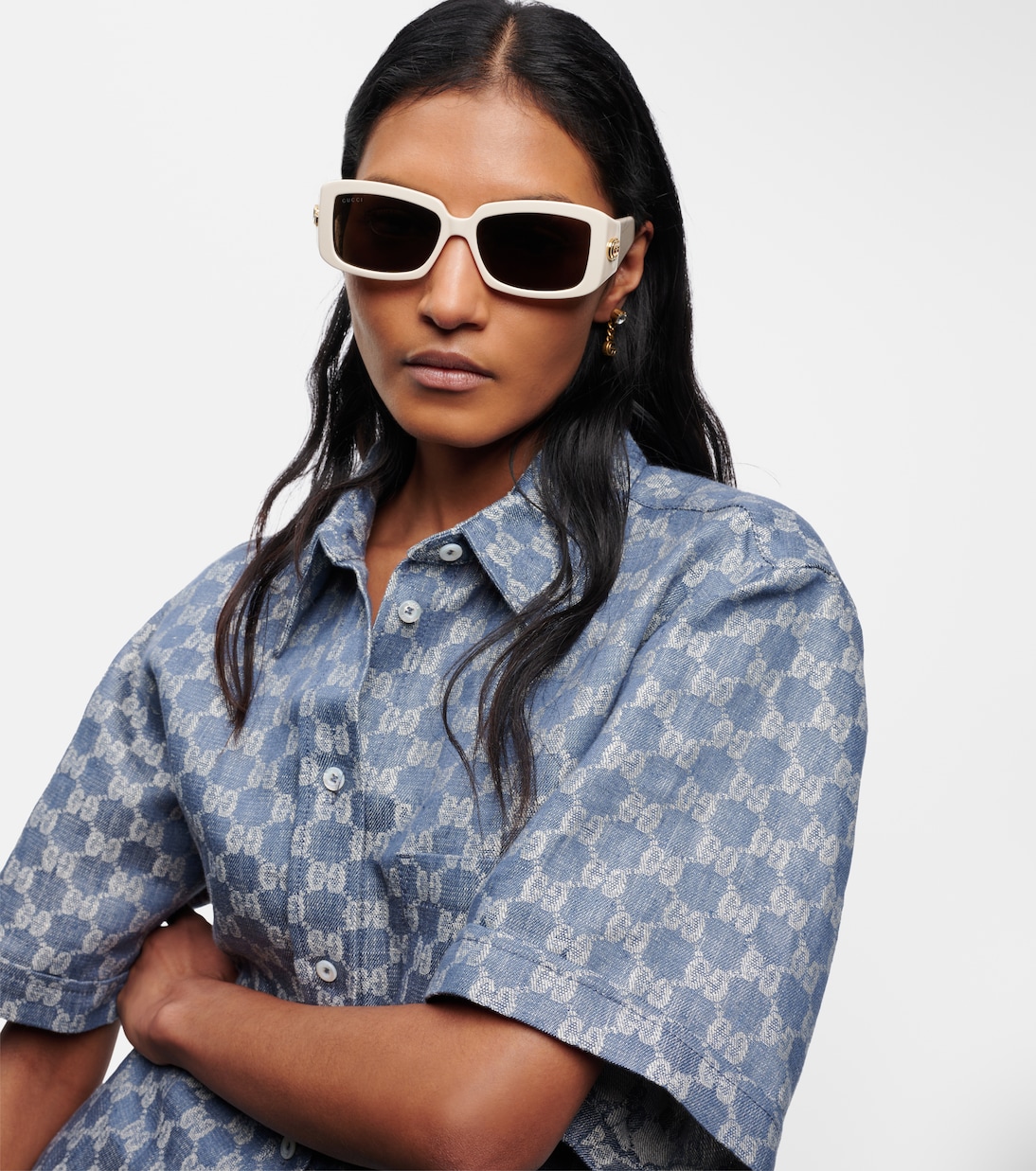 Occhiali da sole rettangolari GUCCI con logo Double G, stile giovane e moderno