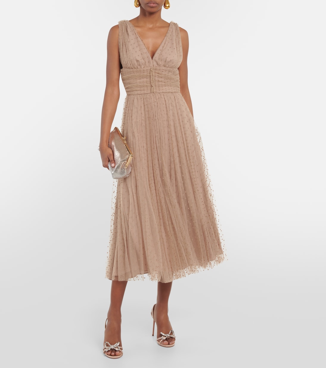 Vestido midi Lola de tul fruncido | Altuzarra