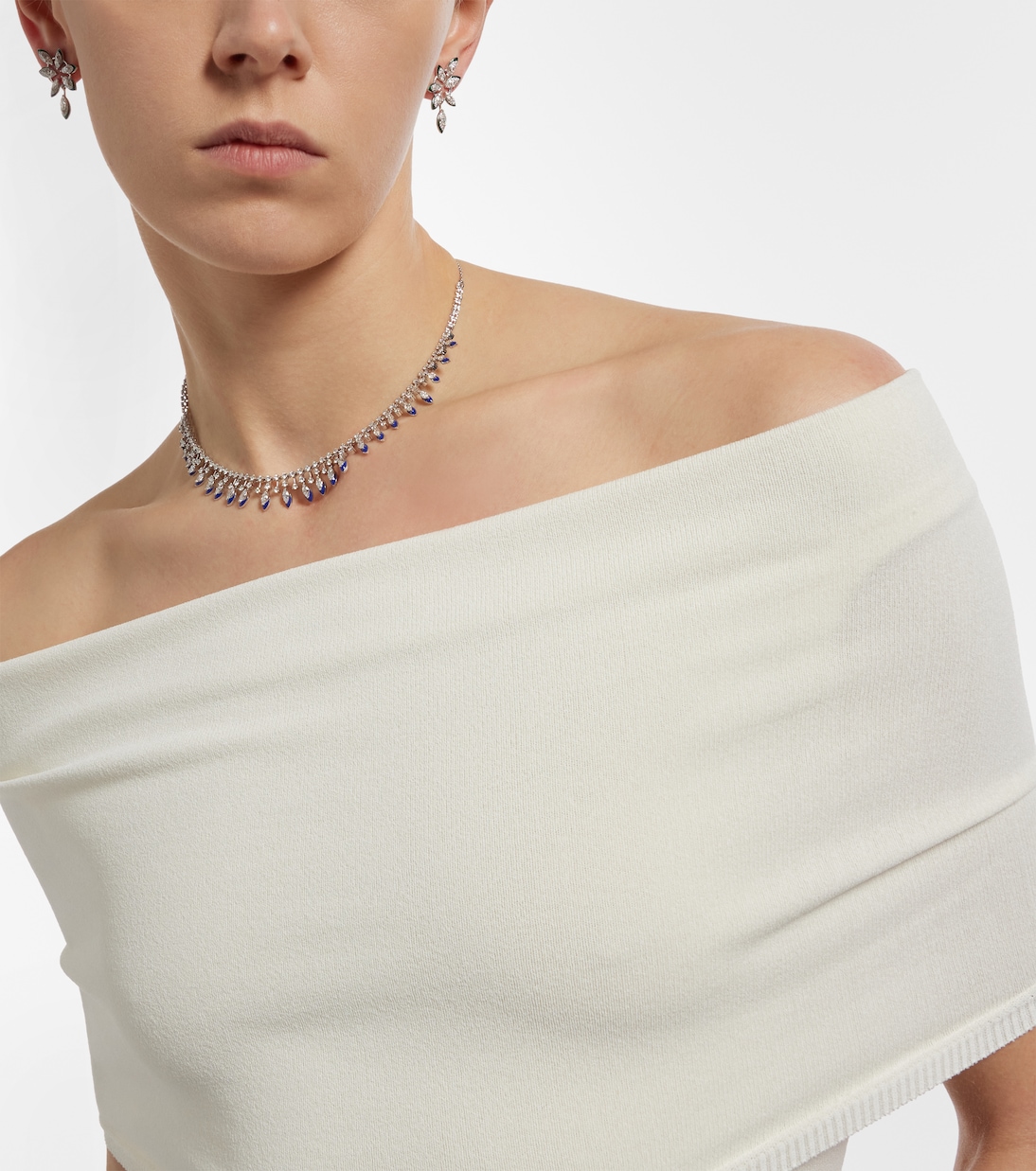 Collana moderna KAMYEN in oro bianco 18kt con smalti e diamanti, stile Marquise per giovani trendy