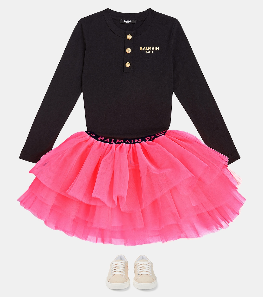 Falda de tul con logo | Balmain Kids