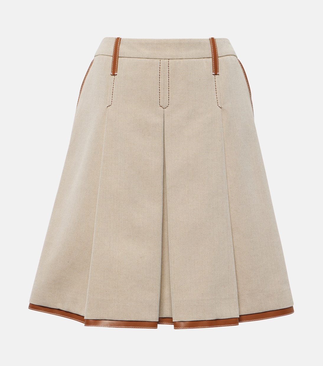 Midirock aus Canvas mit Leder | Miu Miu