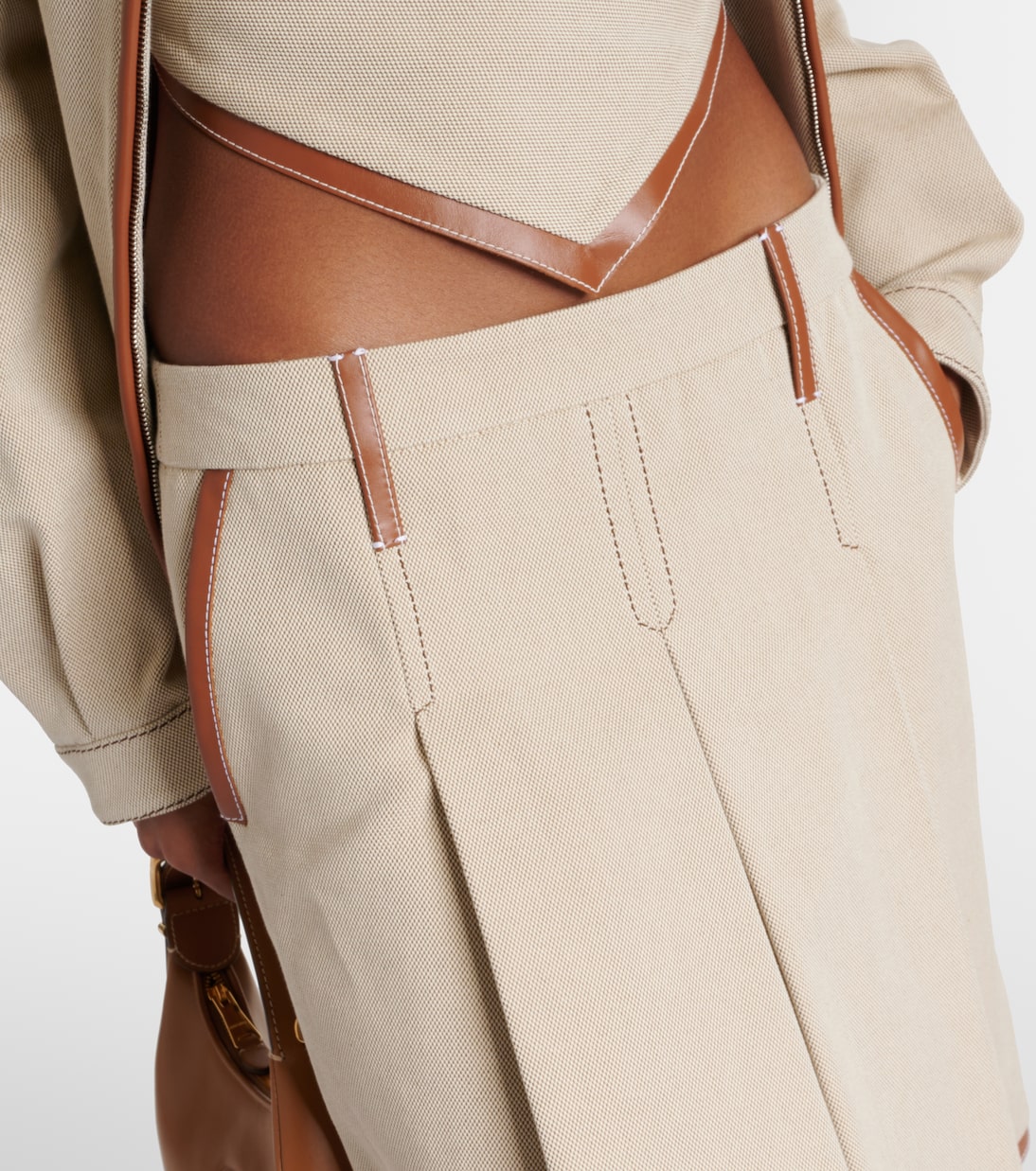 Midirock aus Canvas mit Leder | Miu Miu