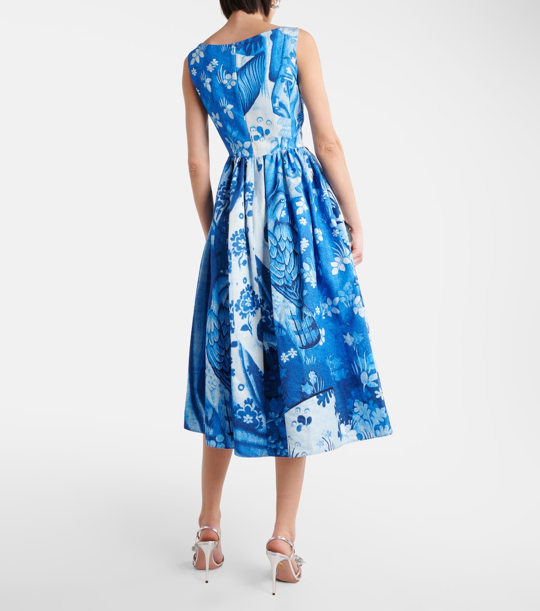 Abito midi in faille di misto cotone con stampa | Erdem