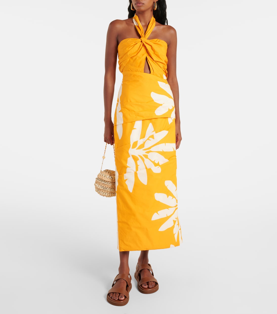 Vestido midi estampado con aberturas | Johanna Ortiz