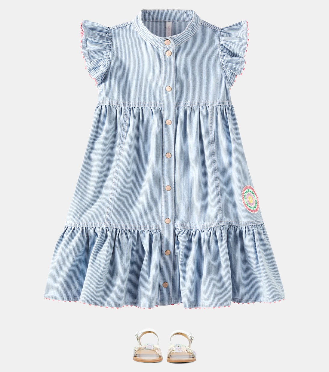 Robe Wylie rayée en jean | Zimmermann Kids