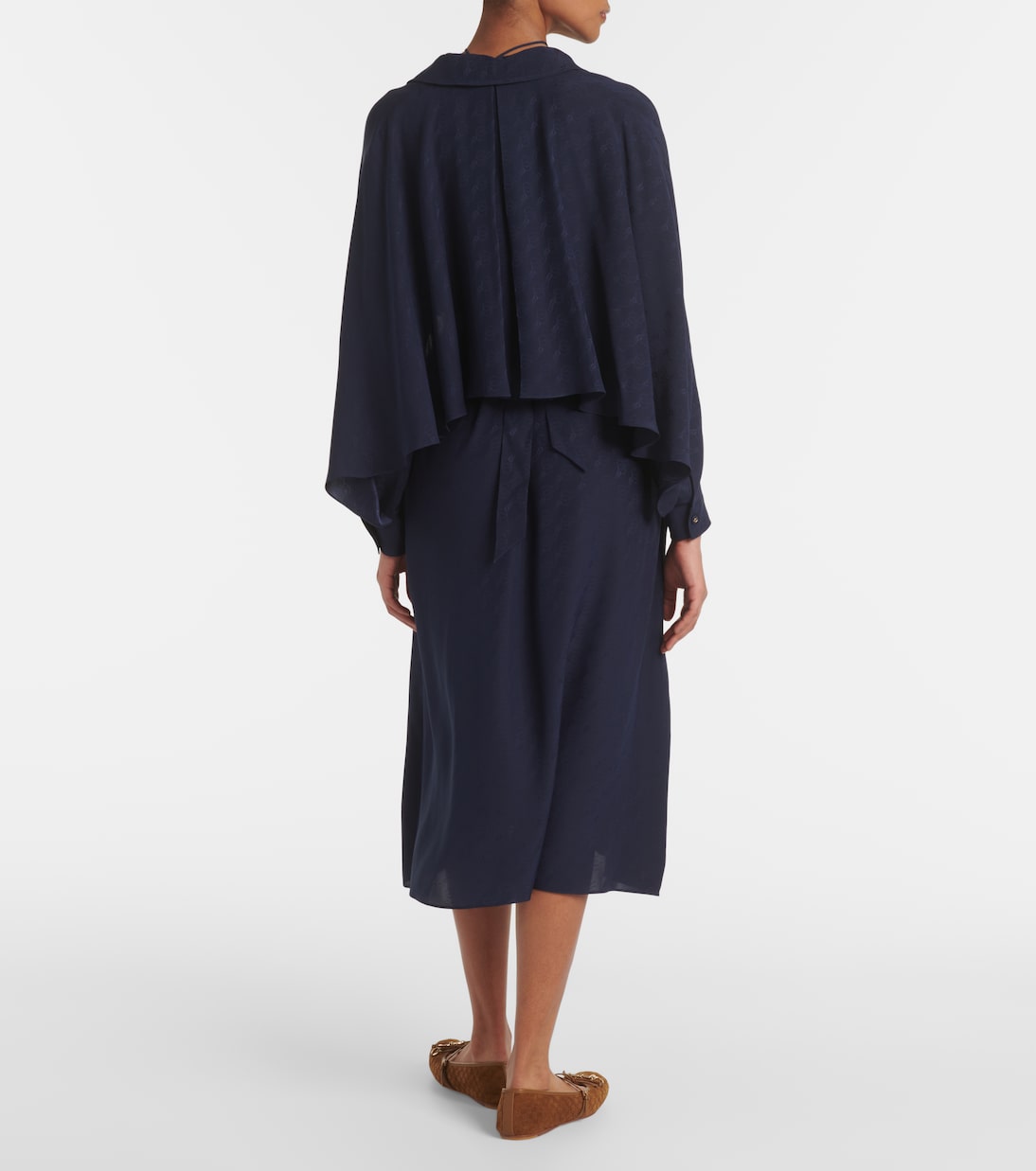 Abito midi Horsebit in seta | Gucci