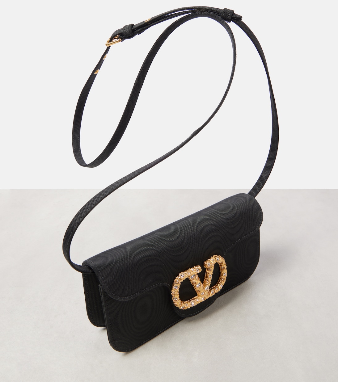 VLogo Signature embellished moiré clutch | Valentino Garavani