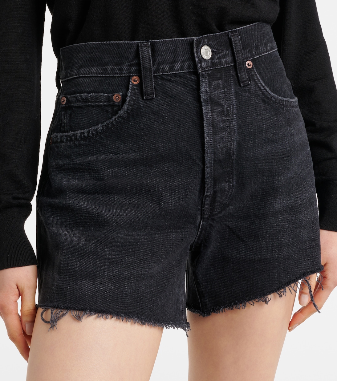 Parker Long high-rise denim shorts | Agolde