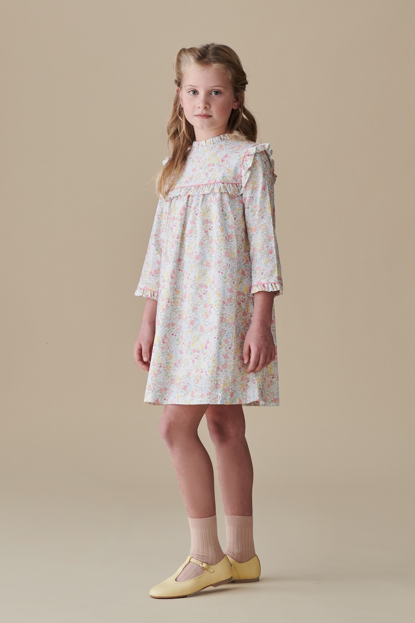 Bedrucktes Kleid Cuadras aus Baumwolle | La Coqueta