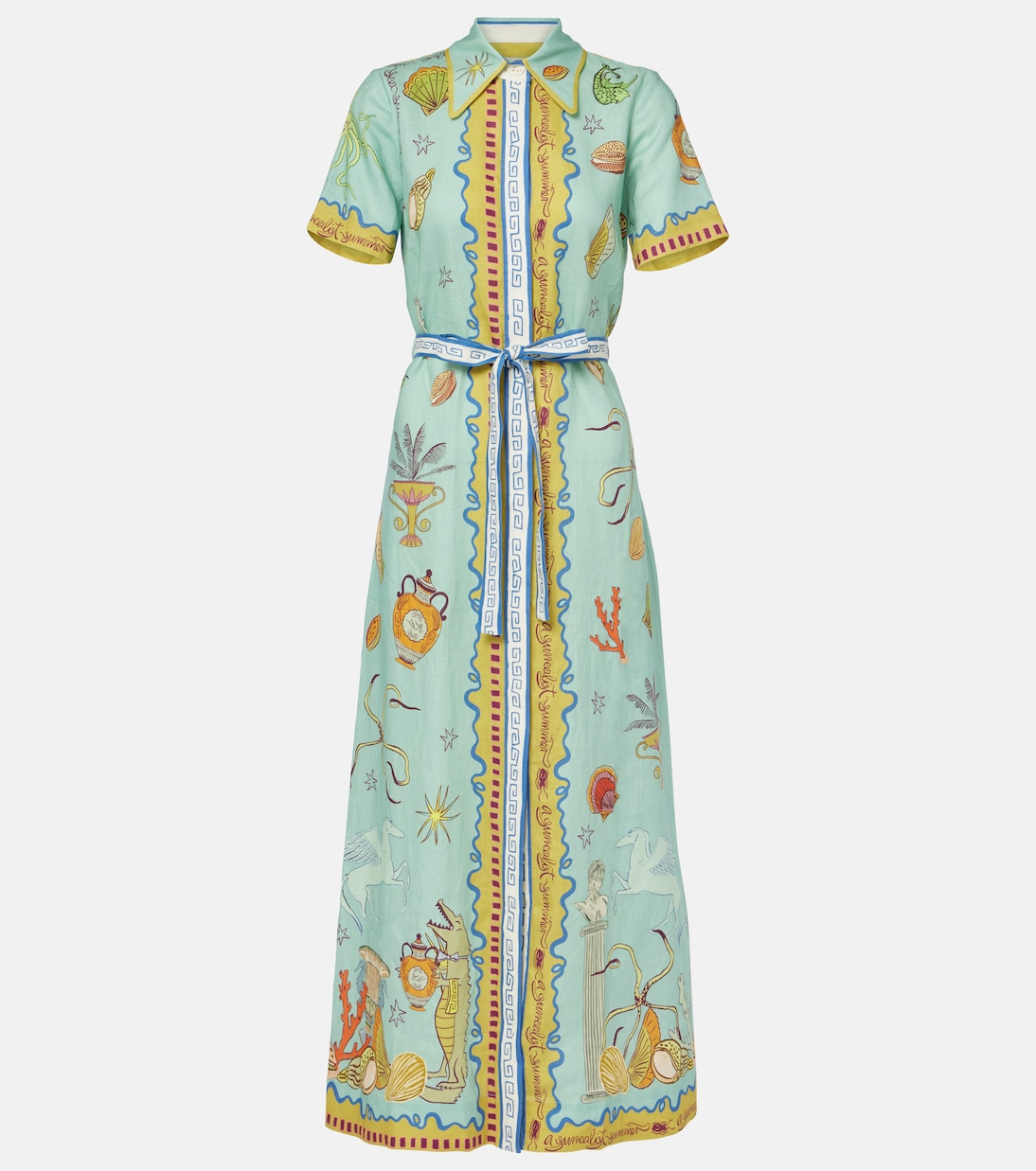 Hemdblusenkleid Surrealist Summer aus Leinen | Alémais